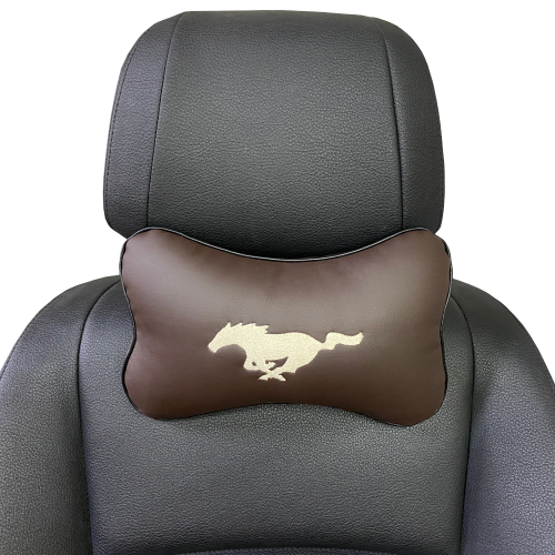 Подушки под шею Подушка под шею коричневая с вышивкой Mustang (Бежевая)