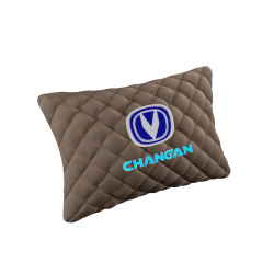 Подушка из алькантары бежевая с вышивкой 